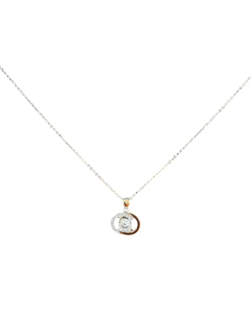 Moissanite CC 925 Sterling Silver Stud Necklace with GRA Certificate - New - Picture 2 of 3